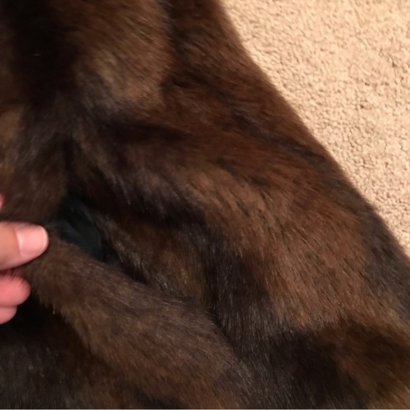 Womens Reversible Faux Mink Fur Vest Size Large Luxury Brown Black Outerwear - Picture 5 of 10
